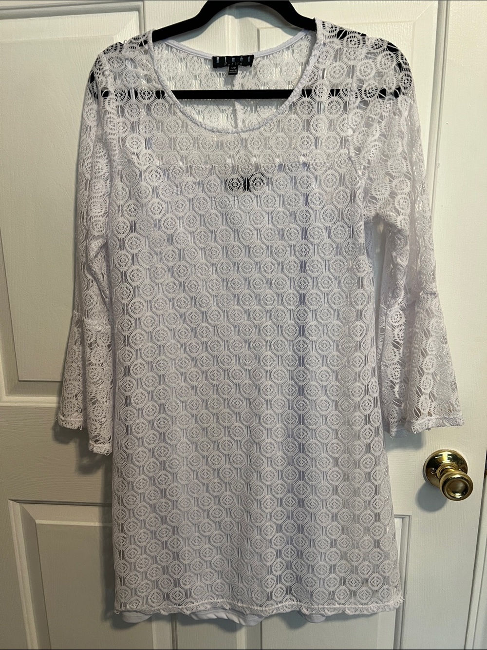 Lace Overlay White Women’s Dress